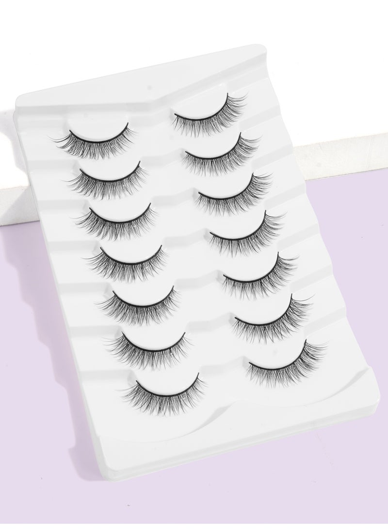 MAGEFY Lashes False Eyelashes Cat Eyes Wispy Natural Faux Mink Lashes 7 Pairs Pack Light Volume Short Fake Eye Lashes 3D Artificial Lashes Fluffy and Soft Lash Set - Image 1