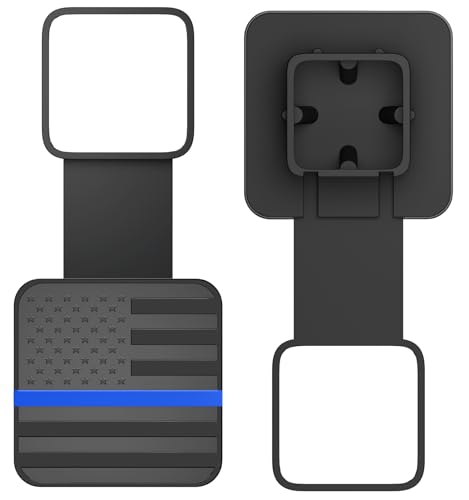 OGYE 2 Inch Trailer Hitch Cover with American Flag Metal Trailer Hitch Cover Fit for 2 Inch Hitch Receivers Class 3 4 52 Rubber Hitch Tube Cover Plug Cap BlackThin Blue line - Image 1