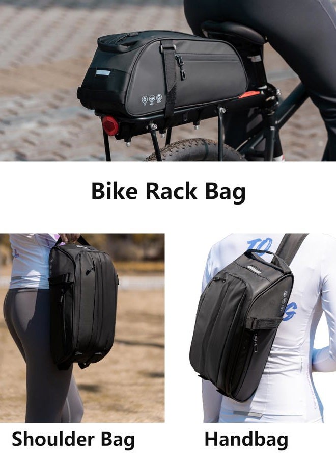 OFFBONDAGE OFF Bike Rack Bag, Reflective Waterproof Bike Bags for Bicycles Rear Rack, 8L Bike Trunk Bag with Multi-Pocket, Bike Backpack with Shoulder Strap for Outdoor Cycling, Commuting - Image 5