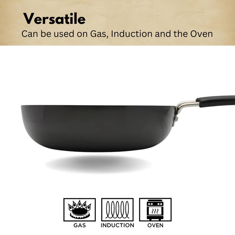 LAZYwindow Hard Anodized Fry Pan - 1 LTR. (Black) | Induction Base Pack of 2 - Image 2