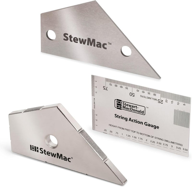 StewMac Store Precision Fret Guitar Tool Trio, Metric – String Action Gauge, Fret Rocker, Fret Kisser for Guitar Setup & Repair - Image 1