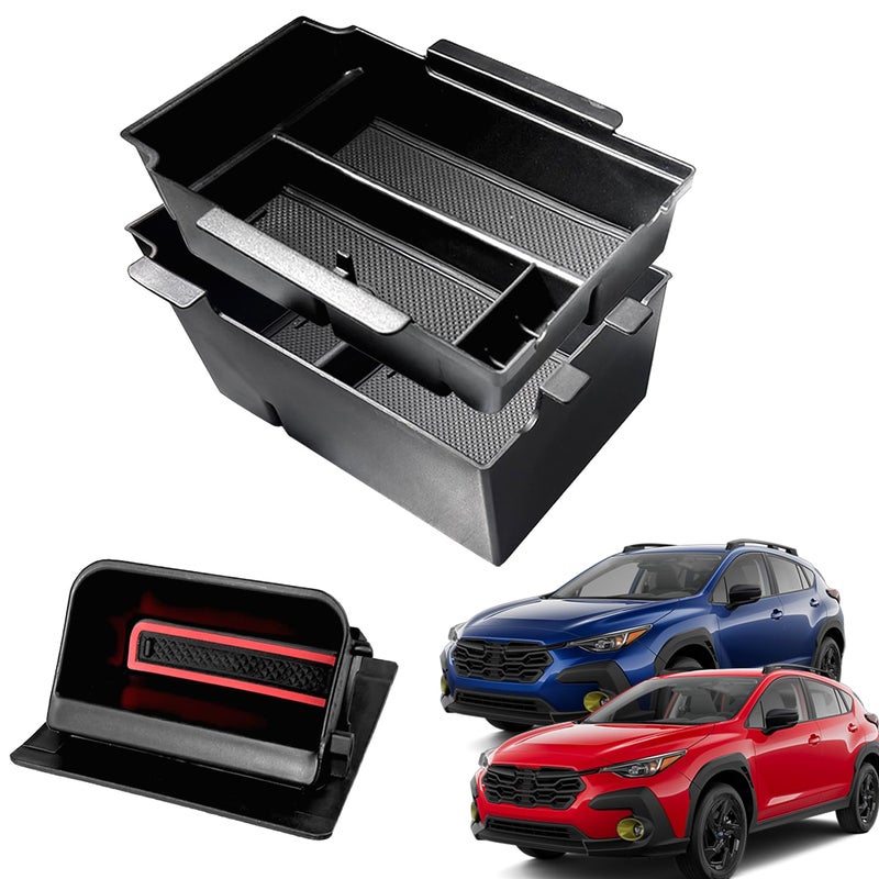 XXCIWP 2Pack 2025 Crosstrek Center Console Organizer & Fuse Box Coin Container Storage Tray for 2024 2025 2026 Subaru Crosstrek Hybrid Armrest Storage Box Crosstrek 2025 Accessories Storage Box Double Layer - Image 1