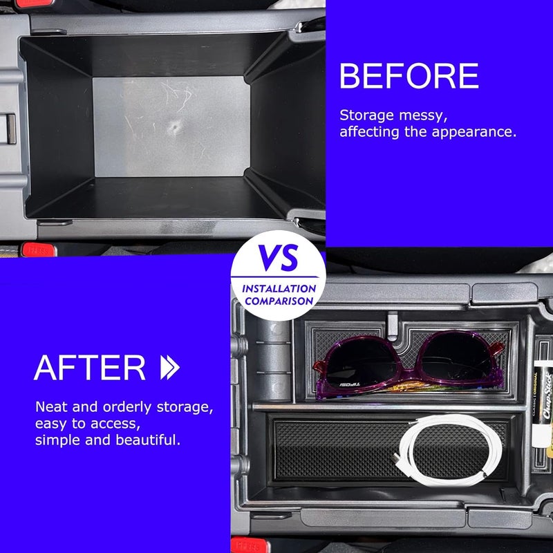 XXCIWP 2Pack 2025 Crosstrek Center Console Organizer & Fuse Box Coin Container Storage Tray for 2024 2025 2026 Subaru Crosstrek Hybrid Armrest Storage Box Crosstrek 2025 Accessories Storage Box Double Layer - Image 4
