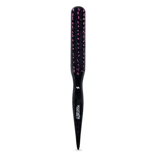 Spornette Boar Bristle Hair Brush for Women Men Little Wonder Small Teasing Brush Create Slick Backs Volume Boar Tourmaline Nylon Bristles for Back Brushing Combing Pink