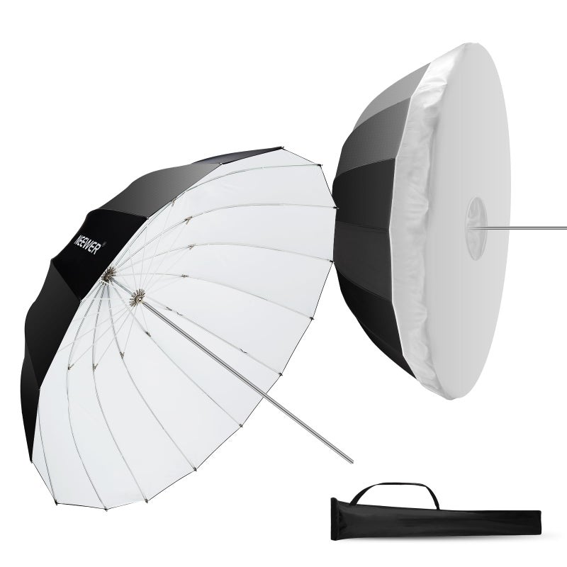 Neewer NEEWER 71"/180cm Parabolic Reflective Umbrella Photography with White Inner, Soft Lighting With Diffuser Cover, Bag, Quick Fold for Camera Photo Studio Video Light Shooting Monolight Flash, NS4U  - Image 1
