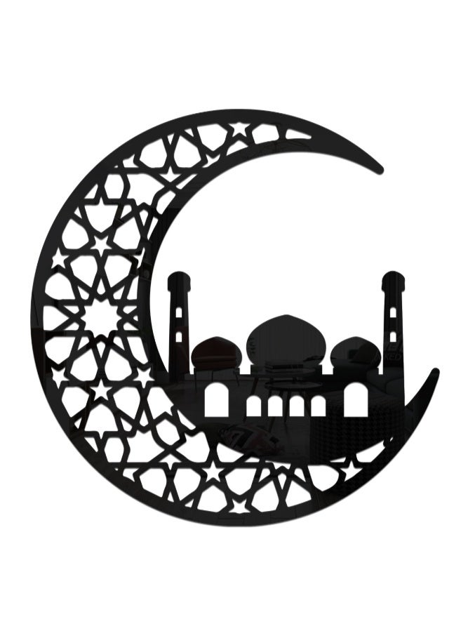 حفلة مثمرة ديكور حائط رمضاني من الأكريليك الأسود مقاس 30×30 سم، ملصق حائط إسلامي مجوف، ديكور أنيق بتأثير مرآة ثلاثي الأبعاد لرمضان وعيد مبارك وتصميم داخلي للمنزل - Image 1