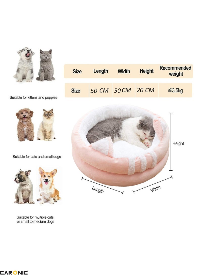 CARONIC Sofa Cute Comfortable Cozy Pet Sleeping Beds For Small Medium And Large Pets Soft Fluffy Faux Fur Cat Cushion Dog Bed 50Cm  - Image 5