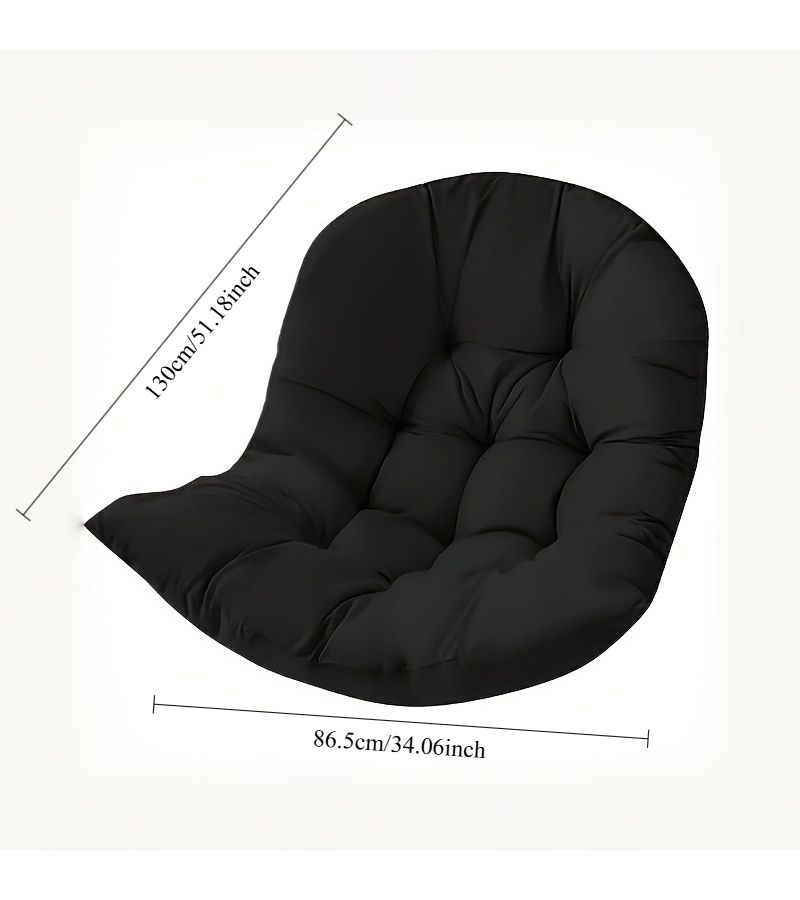 Black Outdoor Hanging Chair Cushion Thickened High Rebound Soft Pad With Backrest Design Machine Washable UV Resistant Quick Dry Breathable Universal Swing Hammock Replacement Pad For Indoor Outdoor Courtyard Garden Balcony Porch - Image 3