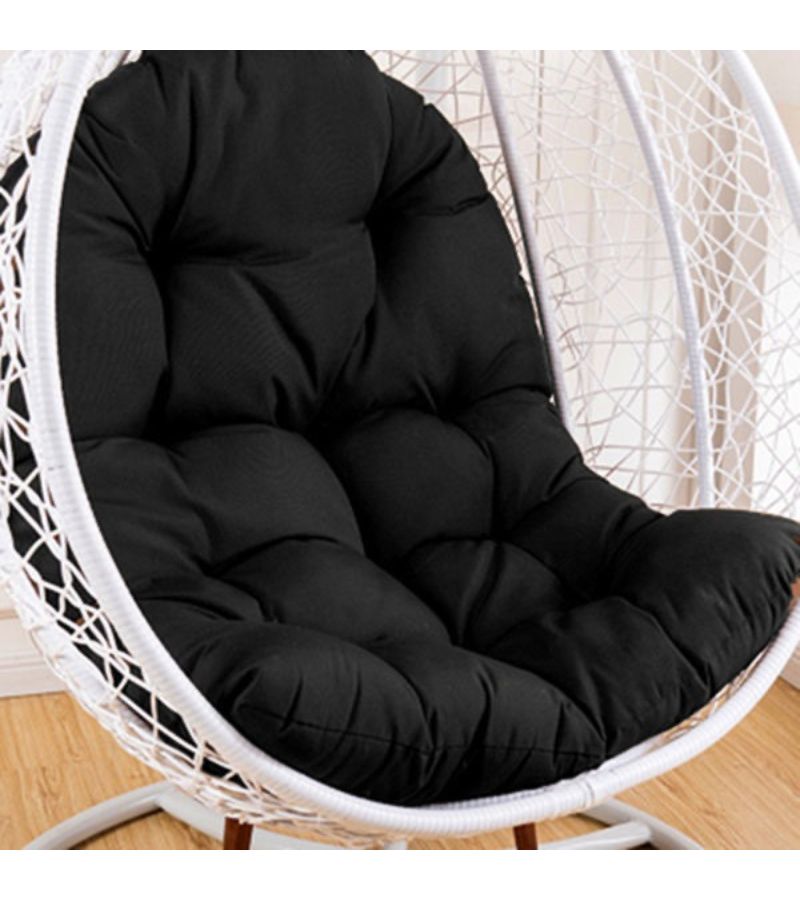Black Outdoor Hanging Chair Cushion Thickened High Rebound Soft Pad With Backrest Design Machine Washable UV Resistant Quick Dry Breathable Universal Swing Hammock Replacement Pad For Indoor Outdoor Courtyard Garden Balcony Porch - Image 5