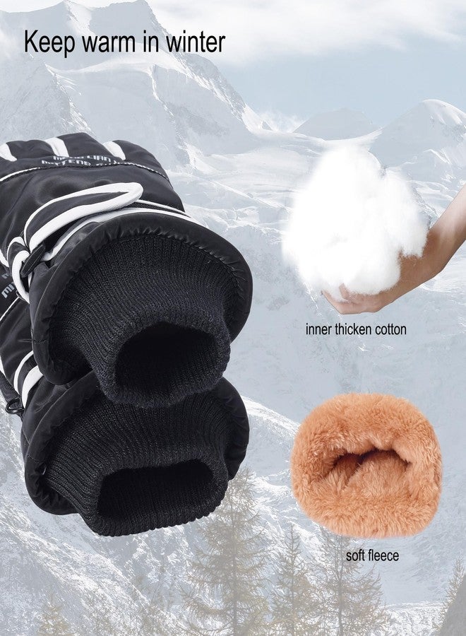 DONBAO Winter Women Ski Gloves, Waterproof Touch Screen Snow Gloves, Warm Windproof Snowboard Gloves for Skiing Hiking Cycling (Black) - Image 4