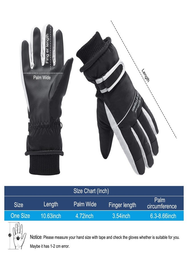 DONBAO Winter Women Ski Gloves, Waterproof Touch Screen Snow Gloves, Warm Windproof Snowboard Gloves for Skiing Hiking Cycling (Black) - Image 2