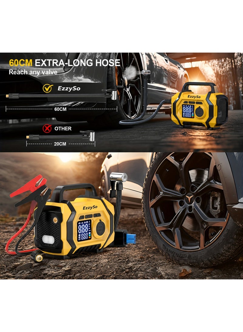 إيزي سو 6000A 26800mAh Jump Starter with Air Compressor For All Gas and 10.0L Diesel Engines Cordless Auto Shutoff Tire Inflator Type C Quick Charging Smart Jump - Image 5