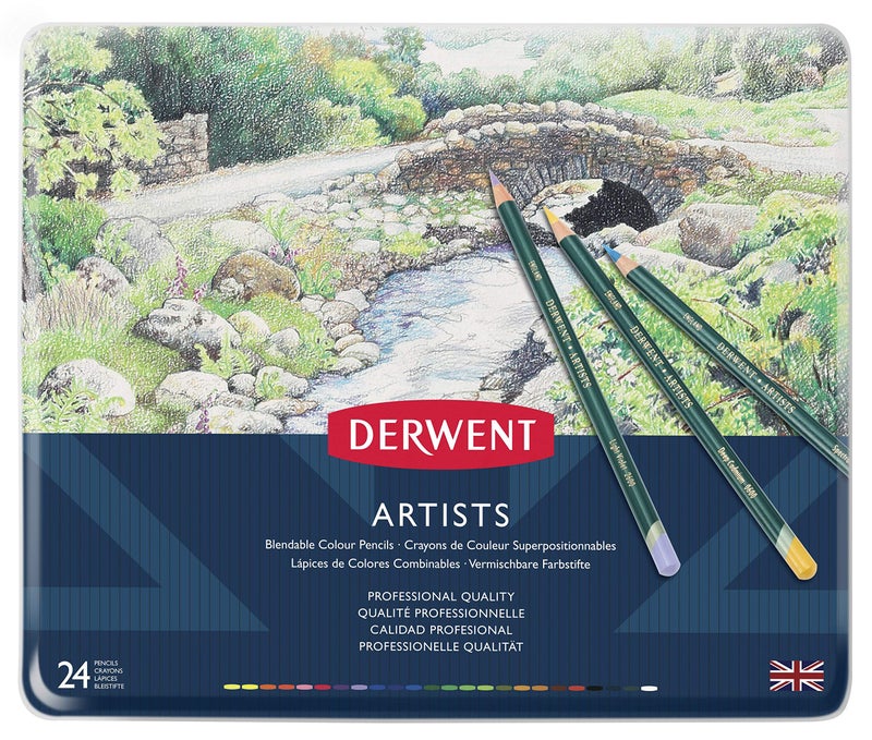 Derwent Artists Colouring Colour Pencils Tin, Drawing & Colouring, Ideal for Layering & Blending, Wax-Based, Professional Quality, 32093 - (Set of 24) - Image 2