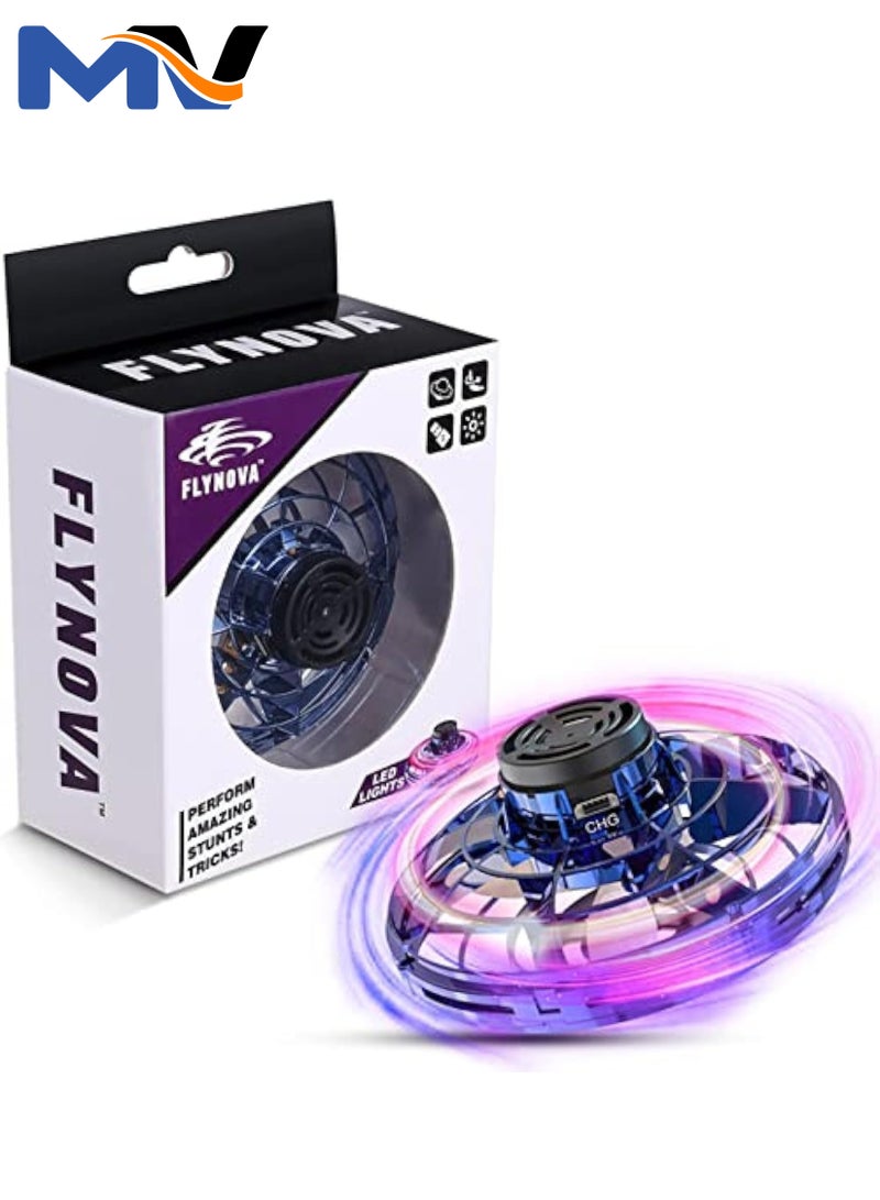 MAGIC VAULT Flying Spinner, Flying Fidget Spinner with LED Lights, Kids Drone Flying Spinner,Mini Drone with USB Rechargeable for Fun Indoor Outdoor (Blue), One Size  - Image 1