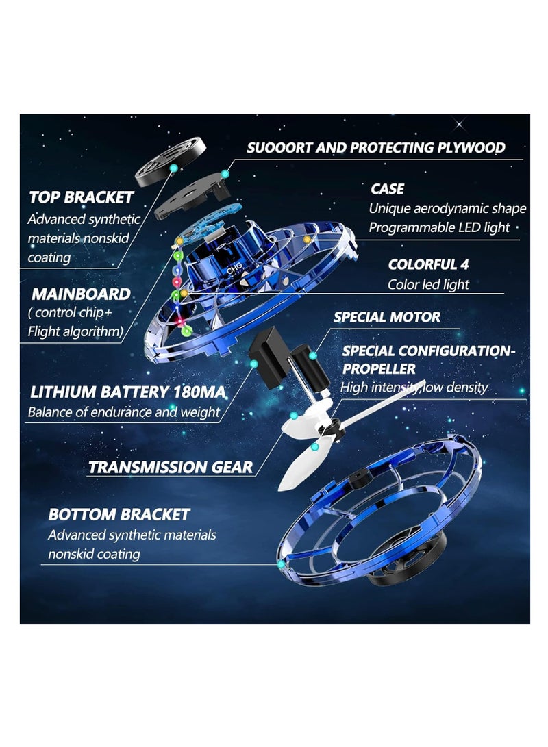 MAGIC VAULT Flying Spinner, Flying Fidget Spinner with LED Lights, Kids Drone Flying Spinner,Mini Drone with USB Rechargeable for Fun Indoor Outdoor (Blue), One Size  - Image 2