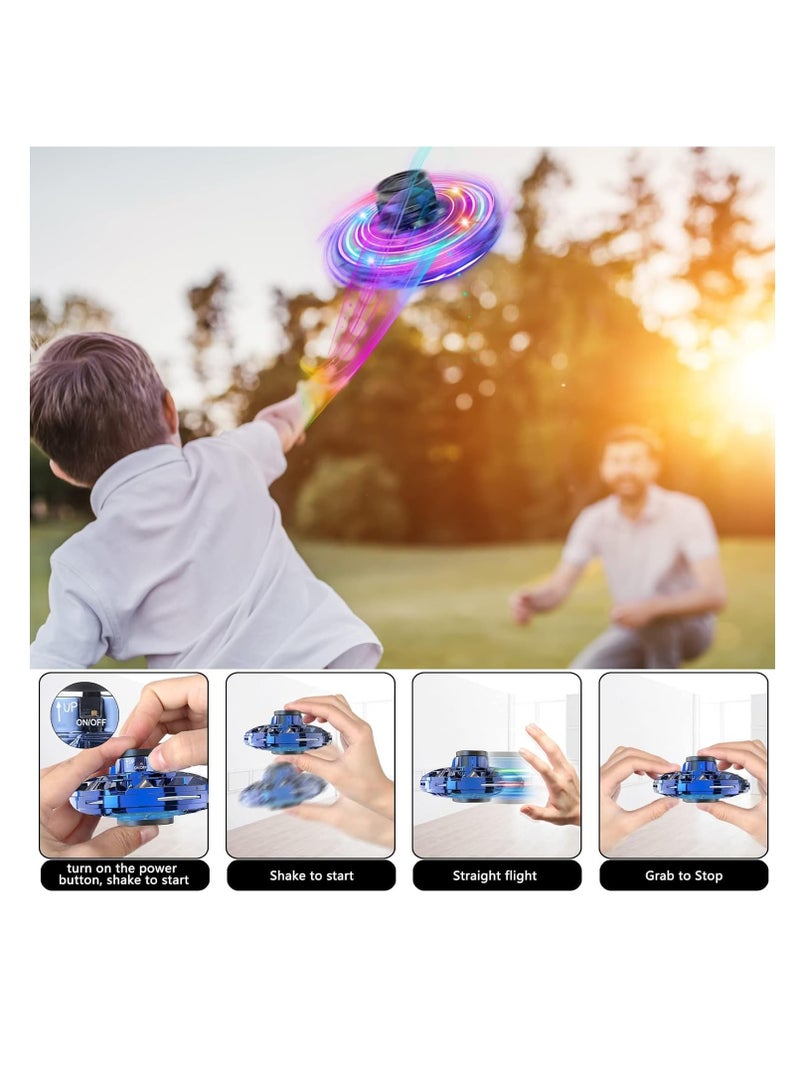 MAGIC VAULT Flying Spinner, Flying Fidget Spinner with LED Lights, Kids Drone Flying Spinner,Mini Drone with USB Rechargeable for Fun Indoor Outdoor (Blue), One Size  - Image 3
