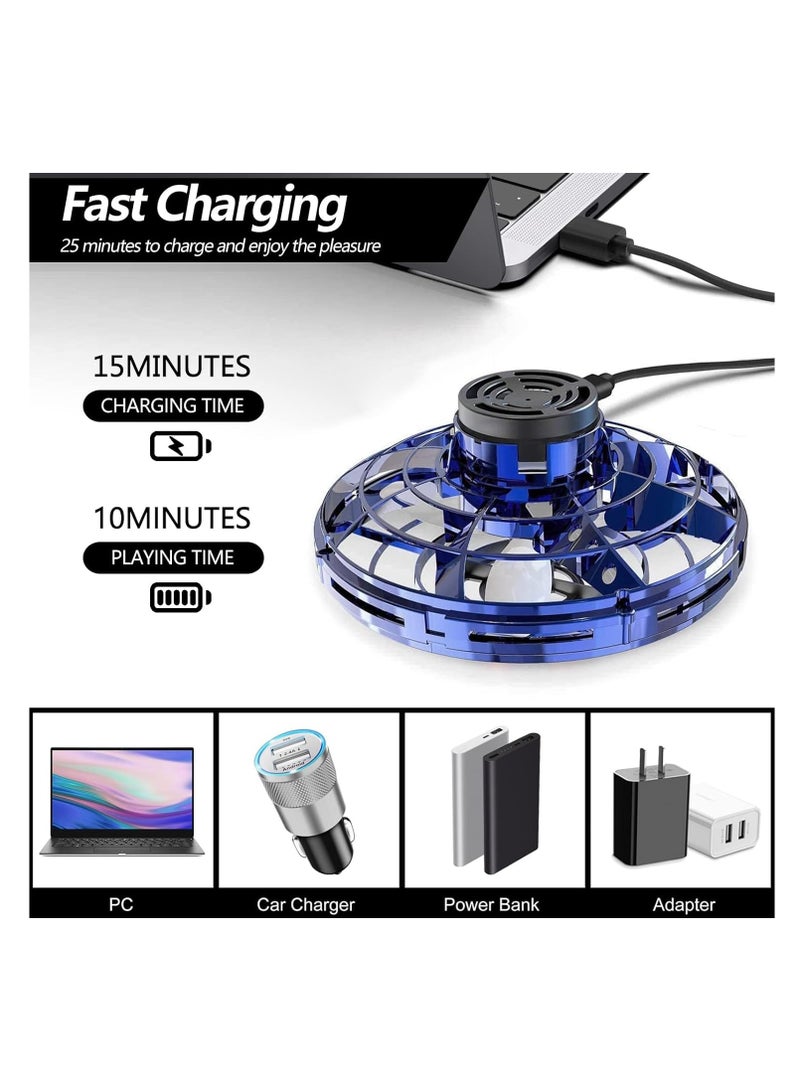 MAGIC VAULT Flying Spinner, Flying Fidget Spinner with LED Lights, Kids Drone Flying Spinner,Mini Drone with USB Rechargeable for Fun Indoor Outdoor (Blue), One Size  - Image 5