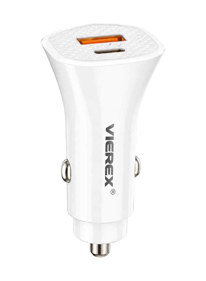 Vierex Power Delivery PD Fast Charger + QC3.0 Dual Port Car Adapter, High-Speed USB-C Cigarette Lighter Phone Charger with Premium  Lightning Charging Cable - Image 3