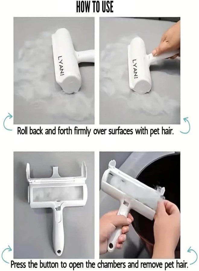 LYAN Pet Hair Remover Brush + Bonus Lint Roller Eraser - Reusable, No Tape, No Batteries - for Furniture, Clothes, Car Seats & More - Image 4
