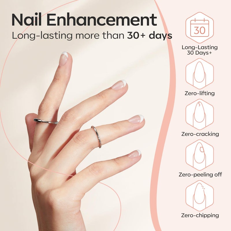 modelones Builder Nail Gel, 2 Pcs Clear Builder Nail Polish for Thickening Strengthener Apex Building Extension Rubber Base Gel Polish in a Bottle for DIY Home Salon Gifts 10ml LED Lamp Cured - Image 5