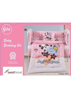 سمارت هوم طقم مفارش سرير أطفال ، مفرش حواجز طقم مكون من لحاف اطفال مقاس 90X145 سم شرشف مطاط 110X160 سم مخده مقاس 35X45 سم حواجز مقاس 33X130 سم حواجز مقاس 33X330 سم  - Image 2