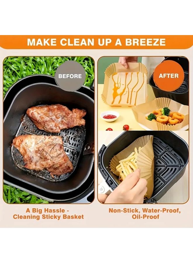 50pcs Non Stick Air Fryer Liners Greaseproof Baking Paper Ridged Edges Easy Cleanup - Image 5