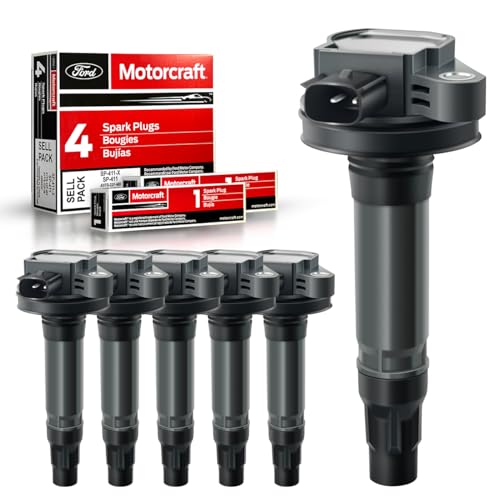 MAS Set of 6 Ignition Coil Pack & 6Pcs Motorcraft Spark Plug SP411 Compatible with Fusion Lincoln Mazda CX-9 Mercury Edge MKS MKT MKX Replacement for UF553 UF595 5C1652 - Image 1