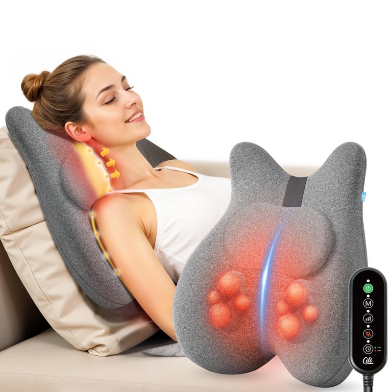 CILI Back Lumbar Support Pillow for Office Chair, Desk Chair Lumbar Back Support with Massage & Heating Function, Memory Foam Lumbar Pillow for Home Office Use - Image 1