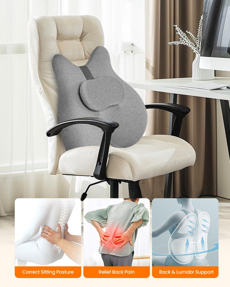 CILI Back Lumbar Support Pillow for Office Chair, Desk Chair Lumbar Back Support with Massage & Heating Function, Memory Foam Lumbar Pillow for Home Office Use - Image 3