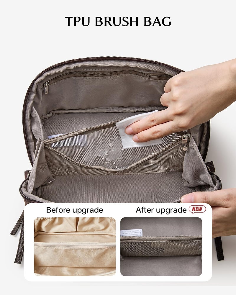 EACHY Travel Makeup Bag, Large Toiletry Bag for Women, Flat-Opening Organizer Pouch with Compartments - Image 3