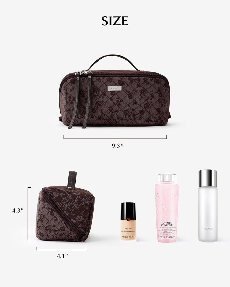 EACHY Travel Makeup Bag, Large Toiletry Bag for Women, Flat-Opening Organizer Pouch with Compartments - Image 4