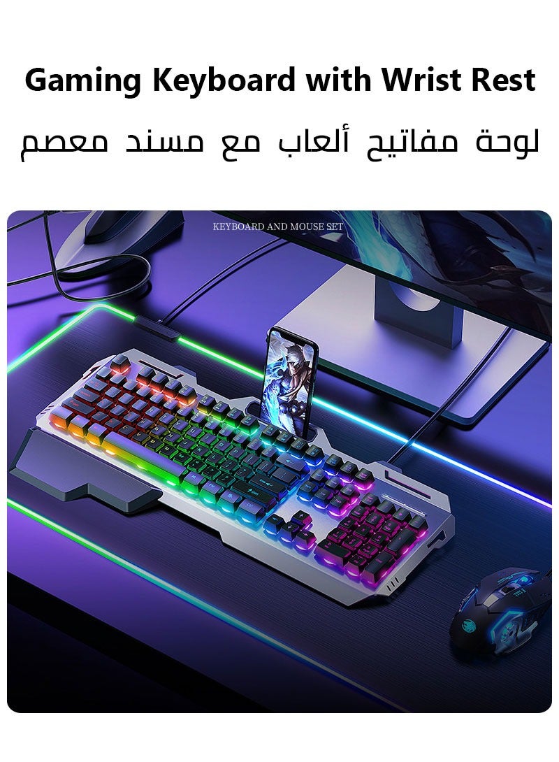 Eweadn لوحة مفاتيح ألعاب سلكية USB مصممة لبطولات الألعاب الإلكترونية مزودة بمسند معصم وإضاءة خلفية RGB - Image 2