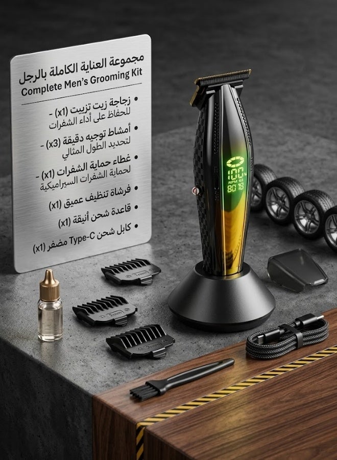 ماكينة حلاقة الشعر الاحترافية بسرعة فائقة 9000 دورة | هيكل معدني وشفرات سيراميك | بطارية تدوم 240 دقيقة - Image 3