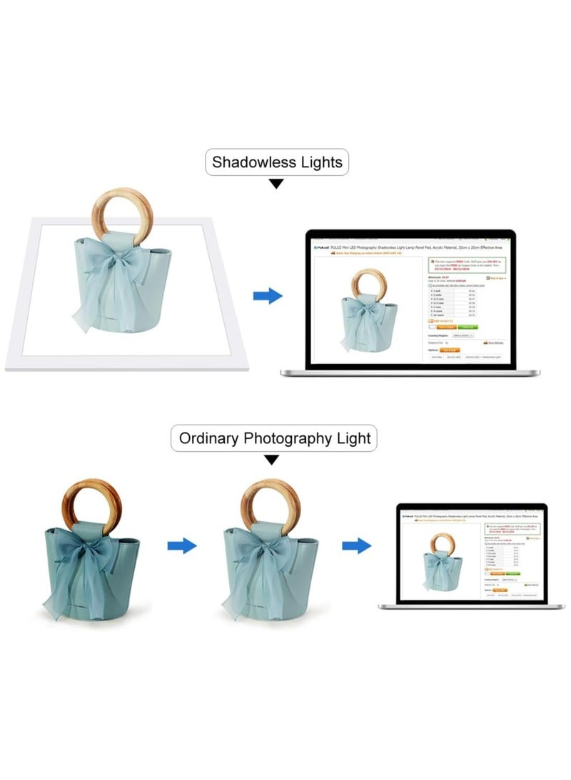 PULUZ 1200LM LED Photography Shadowless Light Lamp Panel Pad with Switch, Acrylic Material, No Polar Dimming Light, 34.7cm x 34.7cm Effective Area - Image 2