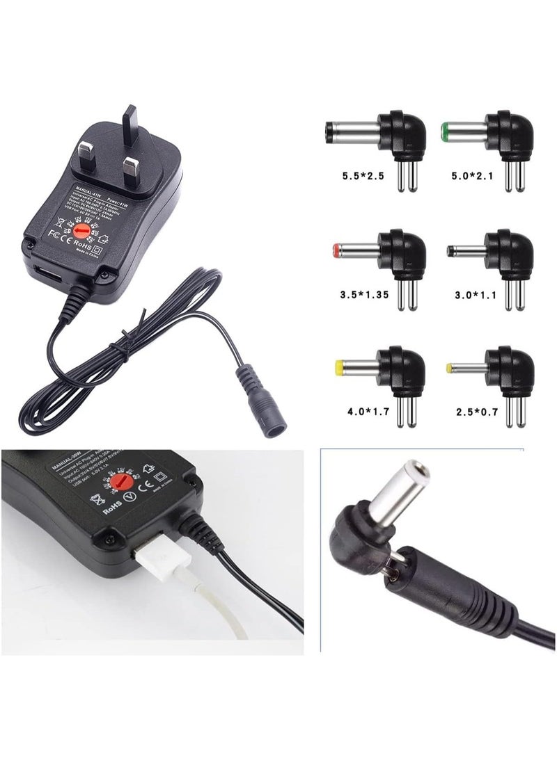 Best One 30W Universal AC/DC, 3V 4.5V 6V 9V 12V Adapter with 6 Tips for Household Electronics (Plug Type: UK), black - Image 4