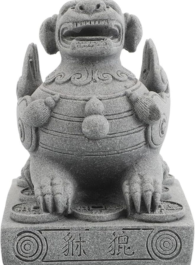 Sandstone Mini Pi Yao Sculpture Feng Shui Wealth Prosperity Decor for Home Office Garden - Image 1