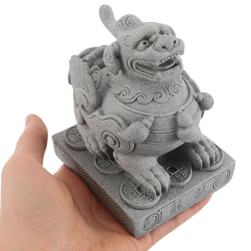 Sandstone Mini Pi Yao Sculpture Feng Shui Wealth Prosperity Decor for Home Office Garden - Image 5
