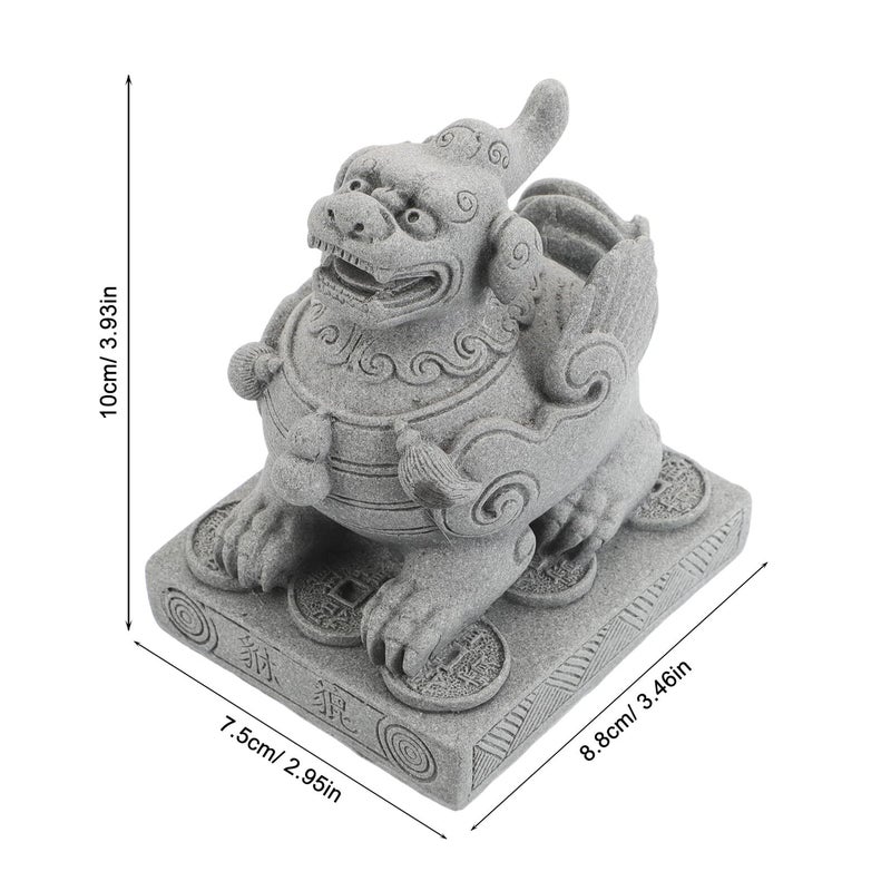 Sandstone Mini Pi Yao Sculpture Feng Shui Wealth Prosperity Decor for Home Office Garden - Image 3
