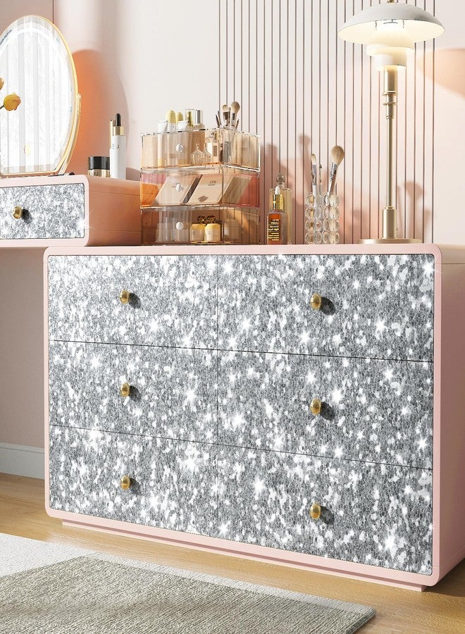 ReWallpaper ورق حائط فضي لامع من ReWallpaper، ورق حائط قابل للإزالة واللصق، ورق حائط فضي لامع ذاتي اللصق، مقاس 15.8 بوصة × 23 قدمًا، ديكور حائط لامع لغرفة النوم والحمام، جدران مميزة - Image 5