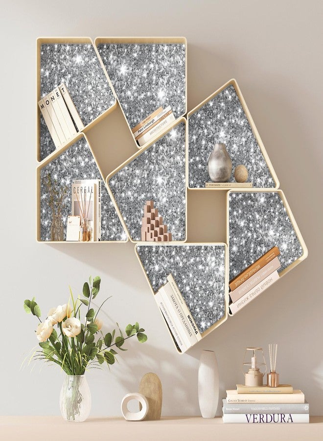 ReWallpaper ورق حائط فضي لامع من ReWallpaper، ورق حائط قابل للإزالة واللصق، ورق حائط فضي لامع ذاتي اللصق، مقاس 15.8 بوصة × 23 قدمًا، ديكور حائط لامع لغرفة النوم والحمام، جدران مميزة - Image 2