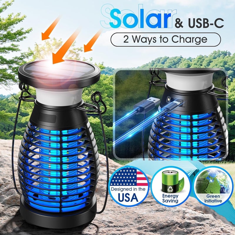 YHRY Solar Mosquito Killer Indoor Outdoor Waterproof,Bug Zapper Outdoor,LED Rechargeable High Powered Electric Mosquito Killer for Patio, Backyard, Camping, Home, Kitchen, Up to 2100 Sq Ft Coverage - Image 3