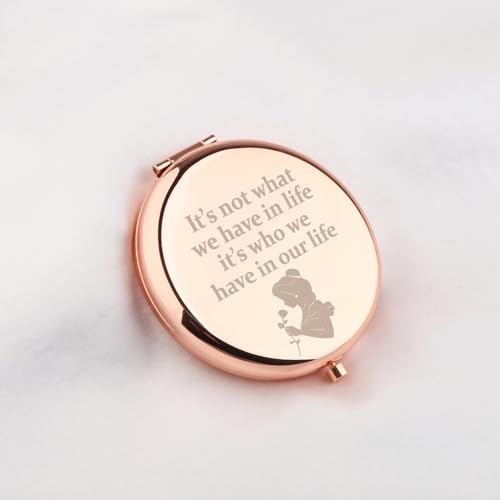 WUSUANED Beauty Fairy Movie Makeup Mirror It’s Not What We Have in Life It’s Who We Have in Our Life Jewelry Beauty Beast Fans Gift Princess Belle Fans Gifts (Belle Princess Mirror) - Image 5