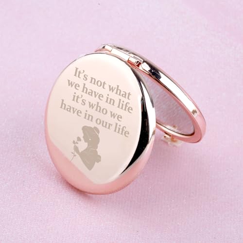 WUSUANED Beauty Fairy Movie Makeup Mirror It’s Not What We Have in Life It’s Who We Have in Our Life Jewelry Beauty Beast Fans Gift Princess Belle Fans Gifts (Belle Princess Mirror) - Image 4