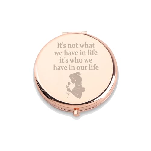 WUSUANED Beauty Fairy Movie Makeup Mirror It’s Not What We Have in Life It’s Who We Have in Our Life Jewelry Beauty Beast Fans Gift Princess Belle Fans Gifts (Belle Princess Mirror) - Image 1