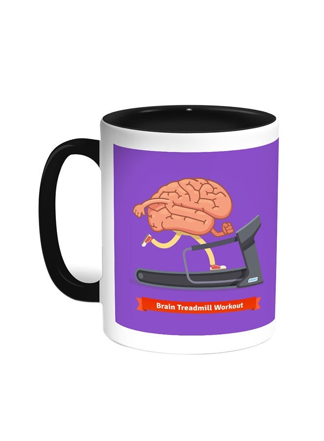 Brain Treadmill Workout Printed Coffee Mug Black/White 11ounce