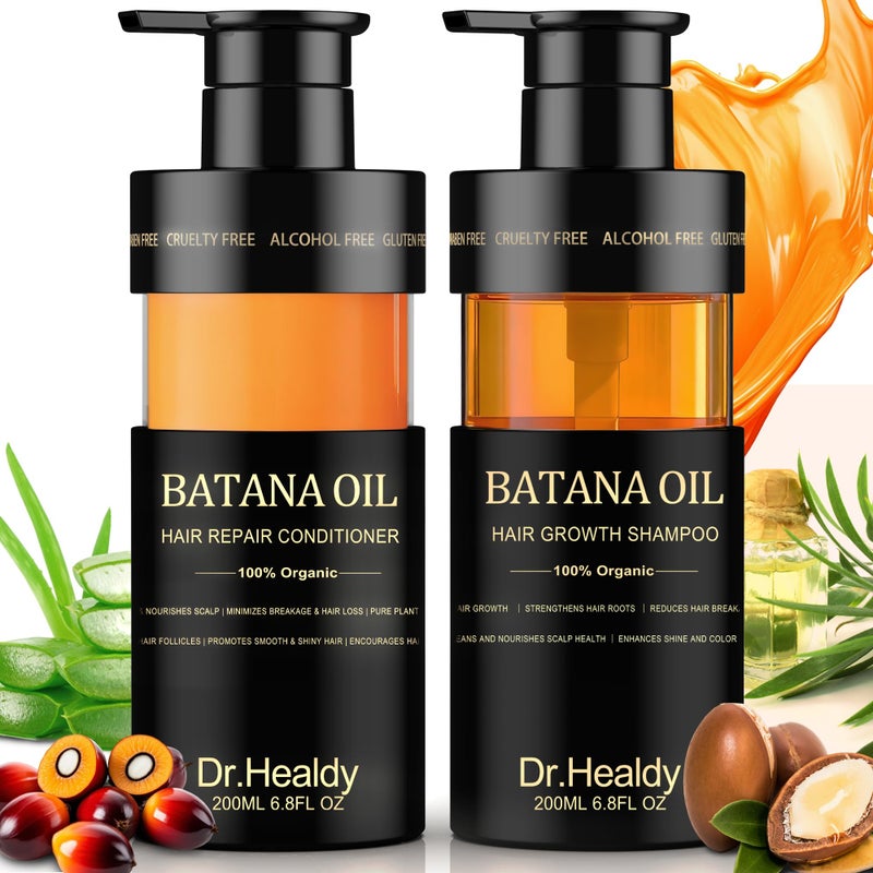 Dr. Healdy Batana Oil Shampoo and Conditioner Set - for Hair Growth,Thickening & Hydration,Sulfate Free - Fights Hair Loss & Clarifies Scalp - for Men & Women (6.8 Fl OzÃ—2) - Image 1