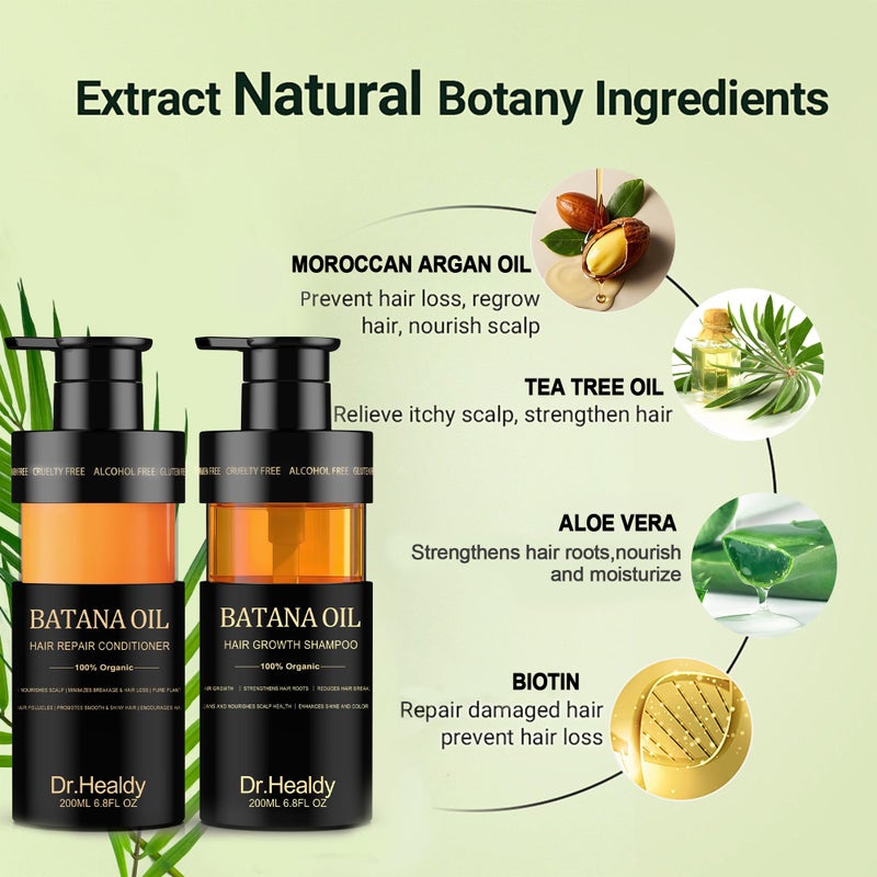 Dr. Healdy Batana Oil Shampoo and Conditioner Set - for Hair Growth,Thickening & Hydration,Sulfate Free - Fights Hair Loss & Clarifies Scalp - for Men & Women (6.8 Fl OzÃ—2) - Image 5