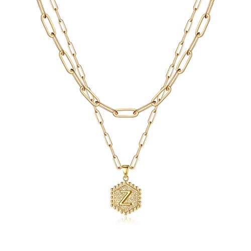 M MOOHAM Layered Initial Necklaces for Women - Cute Letter Initial Z Necklace Choker Necklace Dainty Layered Necklaces for Women - Image 1