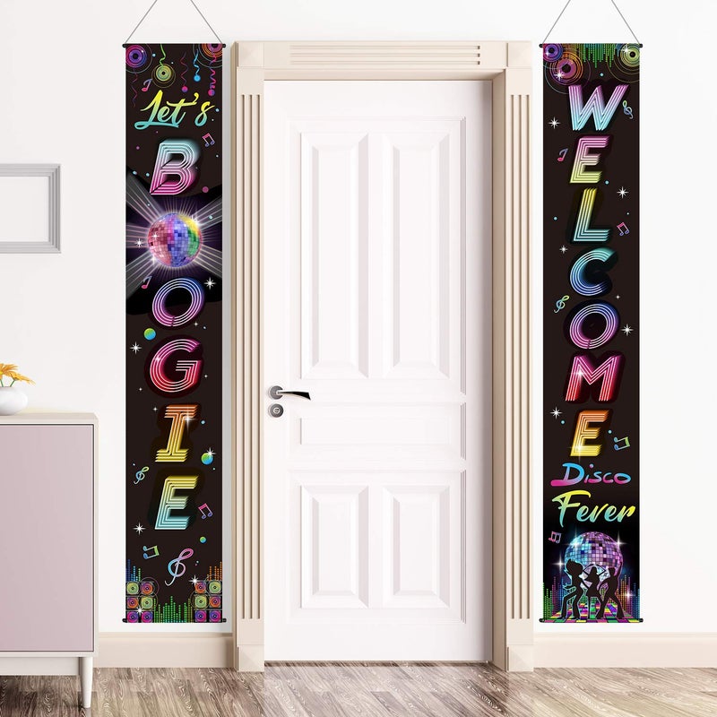 Blulu 70s 80s Party Decoration 90s 80s Banner I Love 1980s Backdrops Back to The 1980s 1970s Hanging Porch Signs for Wall Door Decor Hip Hop Rock Neon Disco 90s Birthday Party Supplies(70s Disco Fever) - Image 1