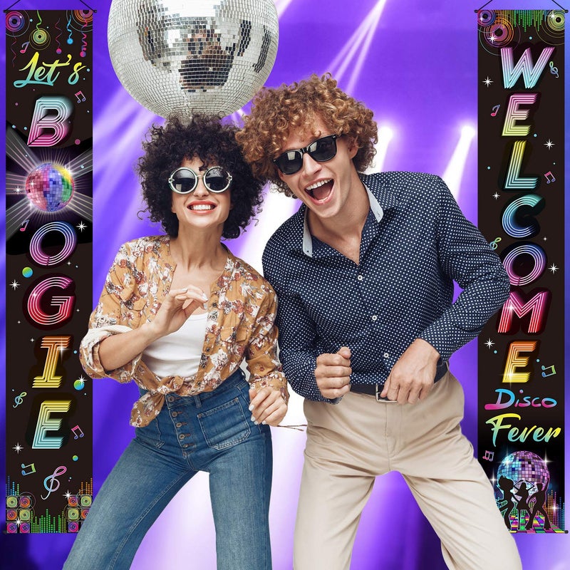 Blulu 70s 80s Party Decoration 90s 80s Banner I Love 1980s Backdrops Back to The 1980s 1970s Hanging Porch Signs for Wall Door Decor Hip Hop Rock Neon Disco 90s Birthday Party Supplies(70s Disco Fever) - Image 4